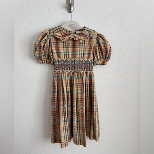 Vintage Plaid girls Dress with Embroidered Detail